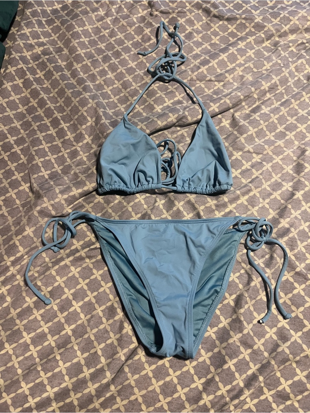 O'Neill Slate Blue Lace-Up Triangle Tie-Side Bikini